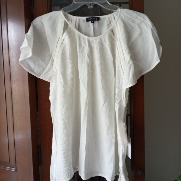 NWT 1. State Cutout Yoke Crinkle Gauze Top sz S  NWT - Picture 1 of 8